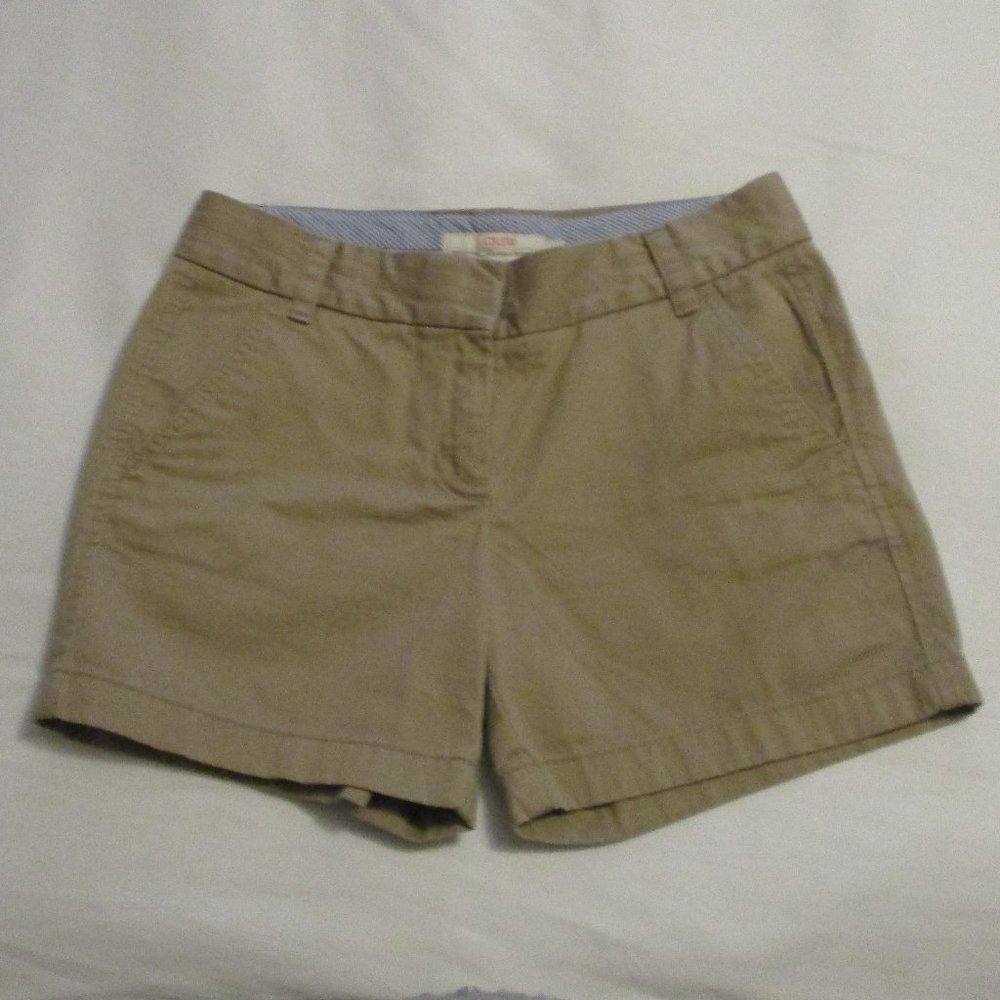J Crew Chino Shorts sz 2 Khaki Beige 100% Cotton